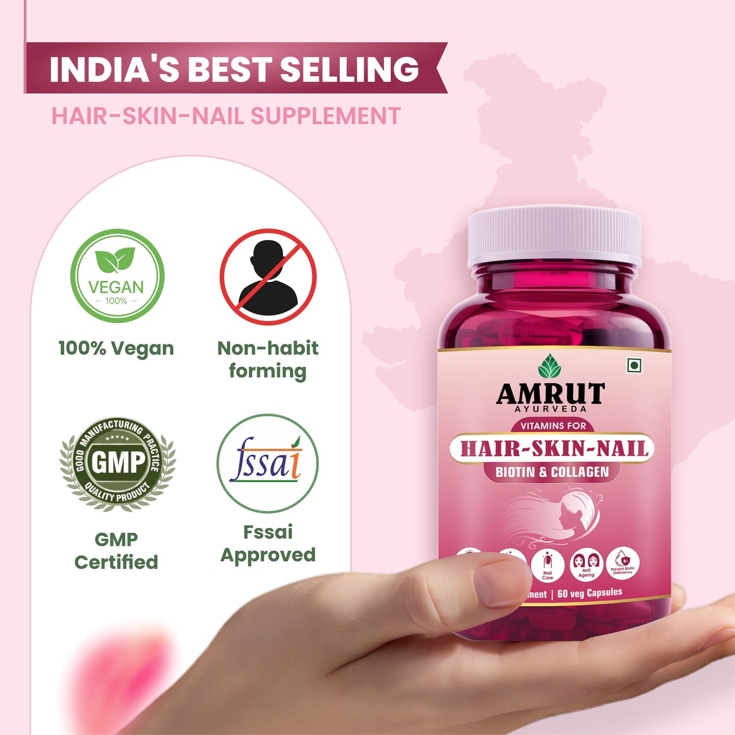 Hair Nail Skin - Biotin & Collagen Supplements