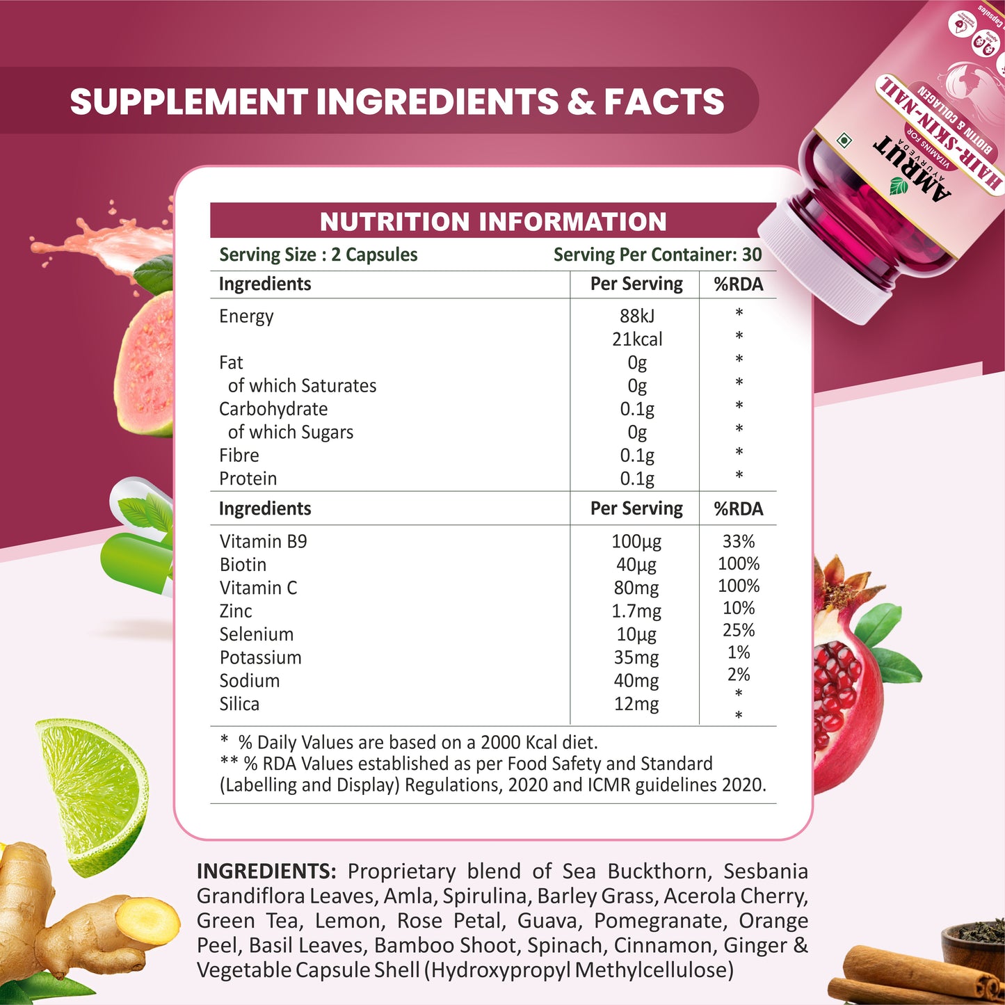 Hair Nail Skin - Biotin & Collagen Supplements