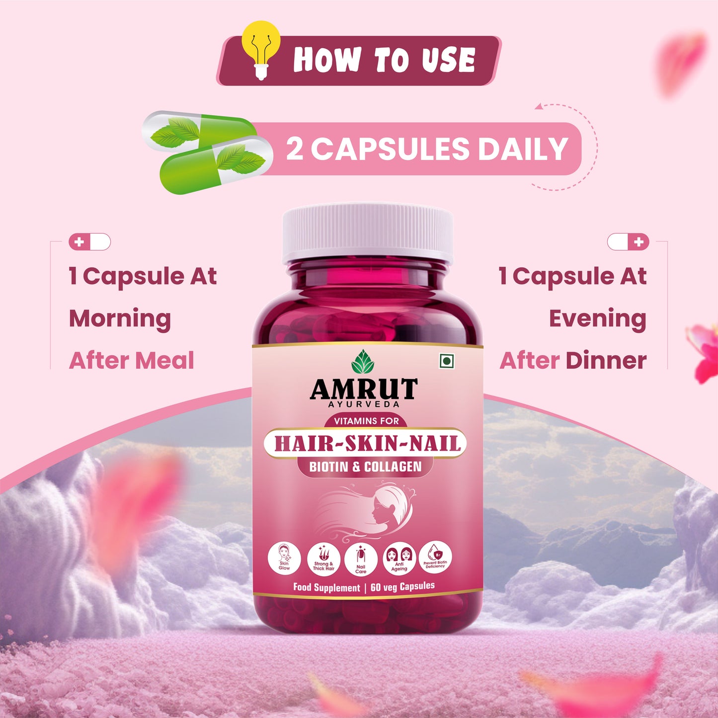 Hair Nail Skin - Biotin & Collagen Supplements