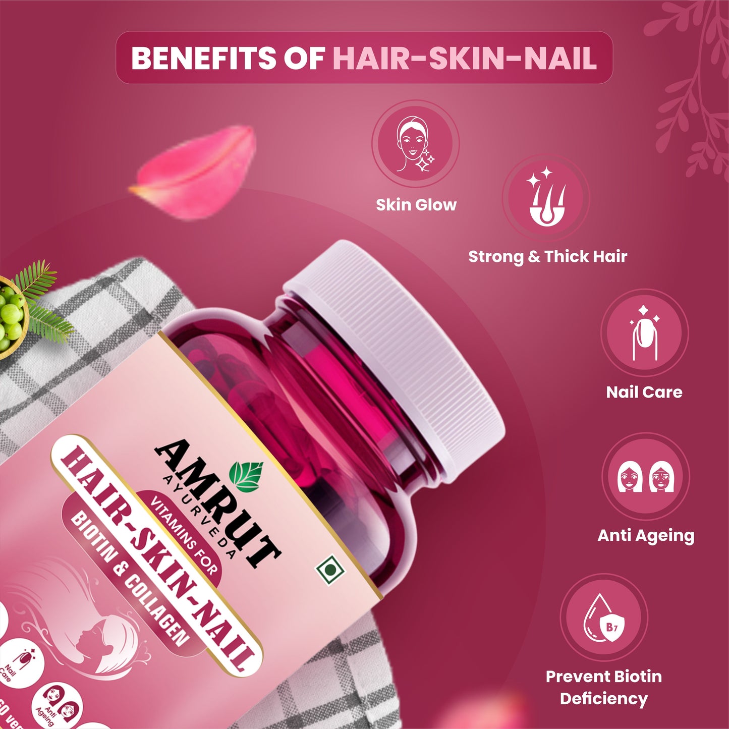 Hair Nail Skin - Biotin & Collagen Supplements