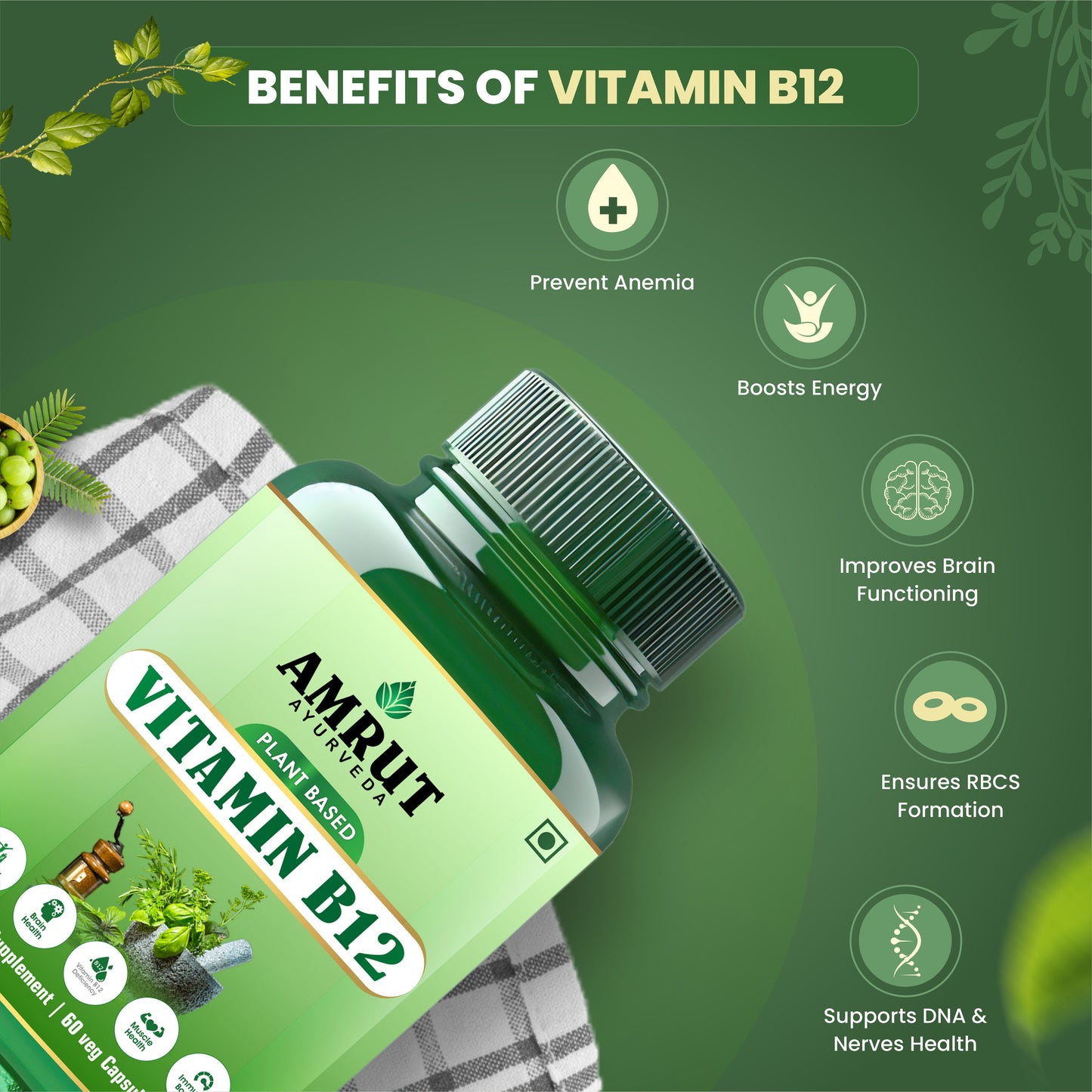 Vitamin B12 Capsule = 60+60(120) COMBO PACK | 40% flat DISCOUNTS