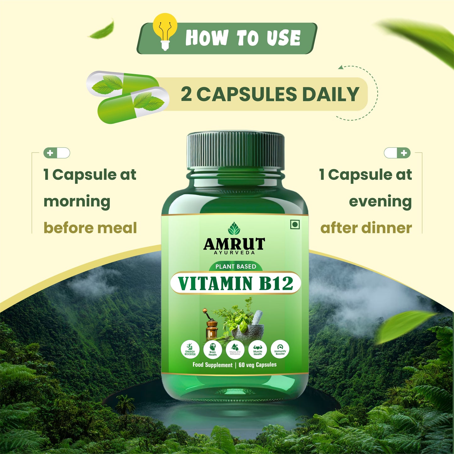 Vitamin B12 Capsule = 60+60(120) COMBO PACK | 40% flat DISCOUNTS